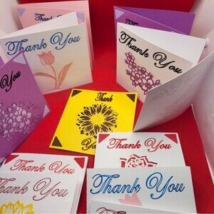 Hand Crafted Colorful Thank You Card Set of 12